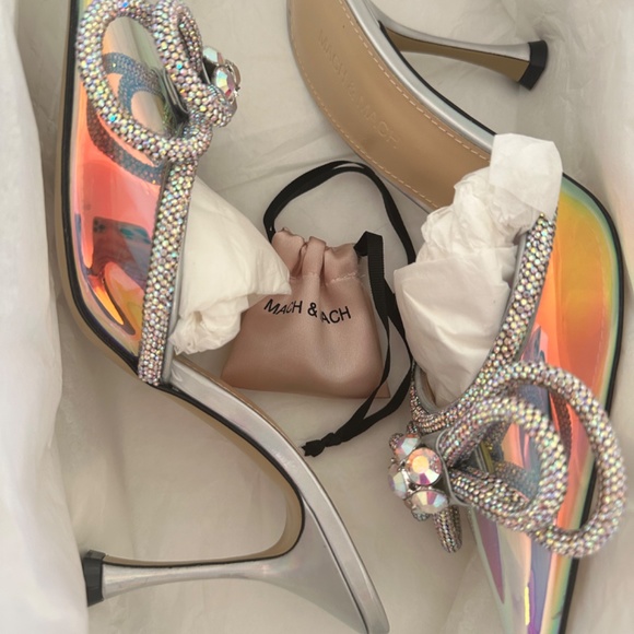 MACH & MACH Double Bow Holographic Mules / Heels - Picture 8 of 15